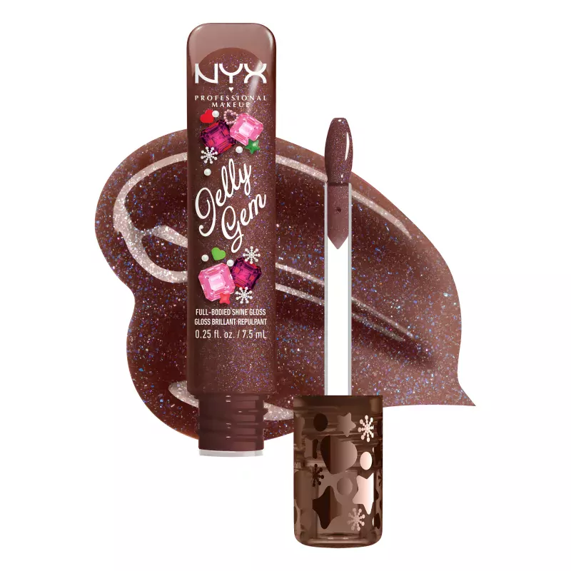 Блеск для губ NYX Professional Makeup Jelly Gem Shine Gloss с блёстками, оттенок 01 Cocoa Sparkle