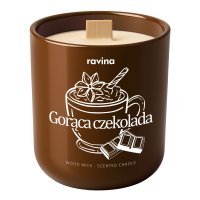 Ravina - Wood Wick - Scented Candle - Sojowa świeca zapachowa - Gorąca Czekolada - 175 g