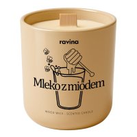Ravina - Wood Wick - Scented Candle - Sojowa świeca zapachowa - Mleko z miodem - 175 g