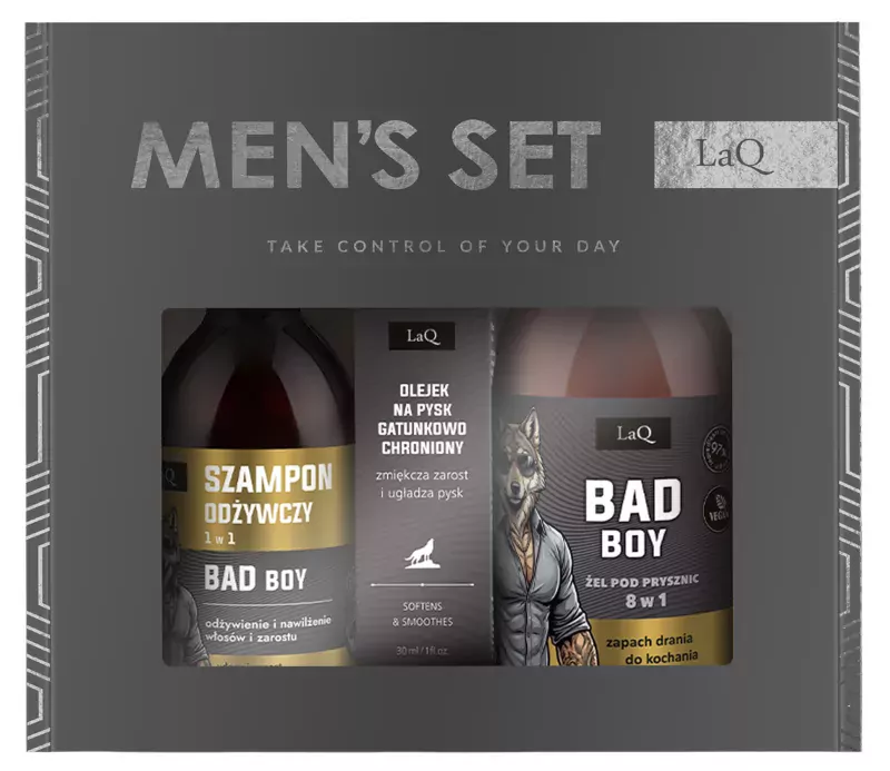 Подарочный набор LaQ Bad Boy: шампунь, гель для душа и масло для бороды, для мужчин