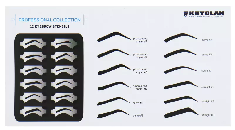 Набор трафаретов для бровей Kryolan Eyebrow Stencils, 12 шт, в футляре — фото 3