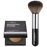 Swederm - BRONZGING STONE AND BIG BRUSH - Wypiekany puder brązujący + Duży pędzel