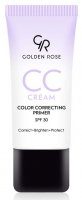 Golden Rose - CC Cream - COLOR CORRECTING PRIMER - Krem CC - Baza pod makijaż korygująca koloryt - FIOLETOWA