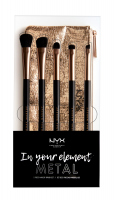 NYX Professional Makeup - MAKEUP BRUSH SET - In your element - METAL - Zestaw 5 pędzli do makijażu oczu + kosmetyczka