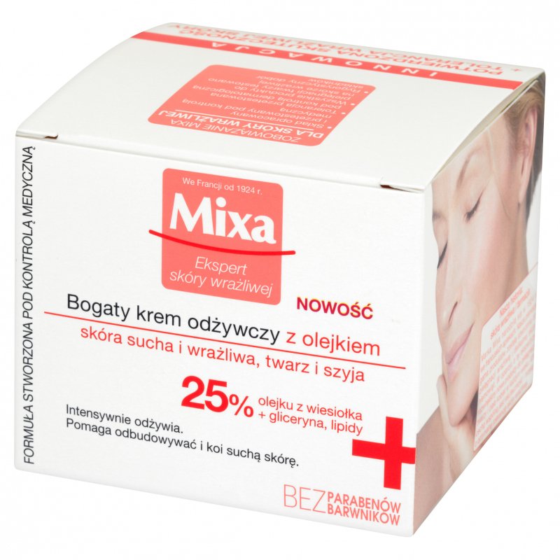Mixa Extreme Nutrition, cream enriched with 25% evening primrose oil and  nourishing agents - for dry/sensitive skin 50ml