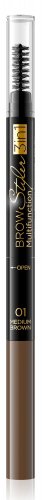 Eveline Cosmetics - Brow Styler Multifunction 3in1 - Produkt 3w1 do makijażu brwi - 01 MEDIUM BROWN