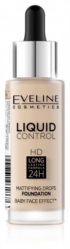 EVELINE COSMETICS - Liquid Control HD Mattifying Drop Foundation - 015 - LIGHT VANILLA