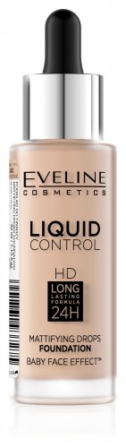 Eveline Cosmetics - Liquid Control HD Mattifying Drop Foundation - Podkład do twarzy - 040 - WARM BEIGE