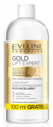 Eveline Cosmetics - GOLD LIFT EXPERT - 24 K - Luxurious anti-wrinkle micellar fluid for mature, dry and sensitive skin