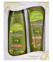 Dalan d`Olive - OLIVE OIL - REPAIRING CARE - Zestaw prezentowy odbudowujących kosmetyków do włosów - Szampon do włosów 400 ml + Odżywka do włosów 200 ml