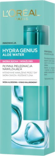 L'Oréal - HYDRA GENIUS ALOE WATER - Płynna pielęgnacja nawilżająca dla cery suchej i wrażliwej - 70 ml