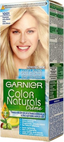 GARNIER - COLOR NATURALS Creme - Trwała, odżywcza koloryzacja do włosów - 1001 Popielaty, Ultra Blond