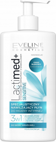 Eveline Cosmetics - LactiMed + SENSITIVE - Specjalistyczny, nawilżający płyn do higieny intymnej do skóry wrażliwej - 250 ml