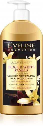 Eveline Cosmetics - LUXURY EXPERT - BLACK & WHITE VANILLA BODY MILK - Głęboko nawilżające mleczko do ciała - Wanilia