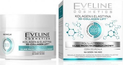 Eveline Cosmetics - 3D Collagen Lift - Półtłusty krem do twarzy o działaniu przeciwzmarszczkowym - Skóra dojrzała - 50 ml