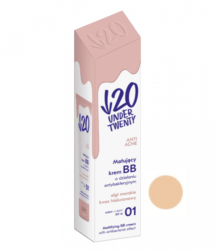 UNDER TWENTY - ANTI ACNE Mattifying BB Cream - Mattifying BB cream for oily, combination skin with a tendency to imperfections - 60 ml - 01 LIGHT