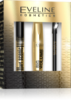EVELINE - Cosmetics Gift Set - Zestaw prezentowy kosmetyków do makijażu oczu i brwi - Big Volume Explosion Mascara + Eyeliner Pencil + Art Scenic Eyebrow Corrector 3in1