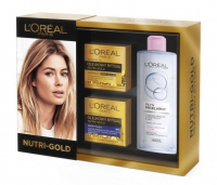 L'Oréal - NUTRI-GOLD - Zestaw prezentowy kosmetyków do pielęgnacji twarzy - Krem-olejek do twarzy + Krem-maska na noc + Płyn micelarny