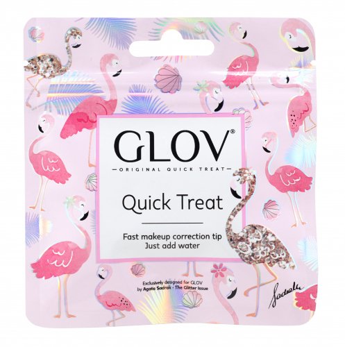 GLOV - QUICK TREAT Flamingo Edition - Blue - Mini rękawica do demakijażu - Niebieska 