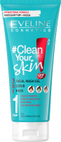 EVELINE - #Clean Your Skin Facial Wash Gel - Żel do mycia twarzy + scrub + maska 3w1 - Cera tłusta z niedoskonałościami - 200 ml