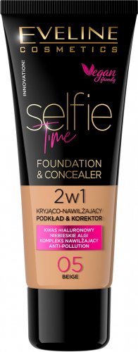 Eveline Cosmetics - SELFIE TIME - FOUNDATION & CONCEALER - Concealing and moisturizing face foundation and concealer - 30 ml - 05 - BEIGE