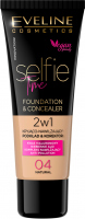 Eveline Cosmetics - SELFIE TIME - FOUNDATION & CONCEALER - Concealing and moisturizing face foundation and concealer - 30 ml - 04 - NATURAL - 04 - NATURAL