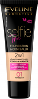 Eveline Cosmetics - SELFIE TIME - FOUNDATION & CONCEALER - Concealing and moisturizing face foundation and concealer - 30 ml - 01 - PORCELAIN - 01 - PORCELAIN