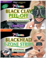 7th Heaven (Montagne Jeunesse) - Duo Peel Off - Black Clay + Blackhead T-Zone Strips - Zestaw do oczyszczania twarzy - Maseczka Black Clay + Plastry do strefy T Blackhead T-Zone Strips