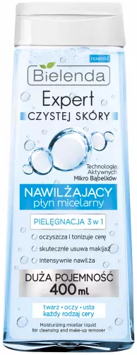 Bielenda - Moisturizing Micellar Liquid For Cleansing and Make-Up Remover - Expert clean skin - 3in1 care - Moisturizing micellar fluid - 400 ml
