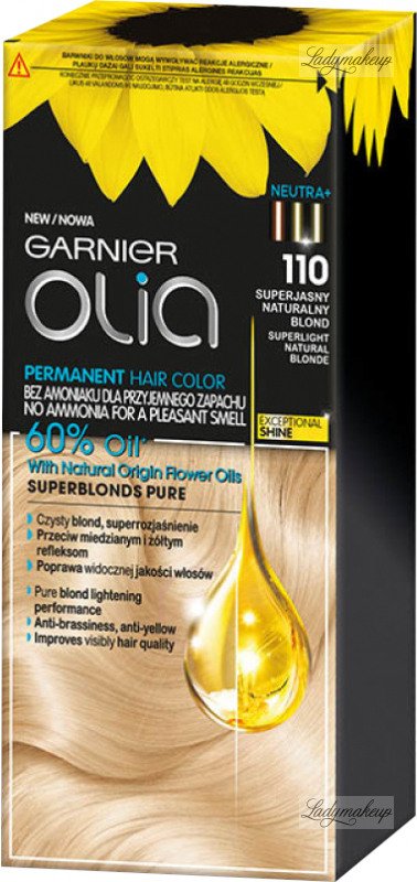 GARNIER - OLIA PERMANENT HAIR COLOR - 110 SUPERLIGHT NATURAL BLONDE - Hair  dye - Permanent hair color - Super bright
