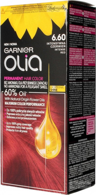 red Hair HAIR Permanent INTENSE - - hair RED color - GARNIER- dye - COLOR PERMANENT OLIA 6.60 Intense