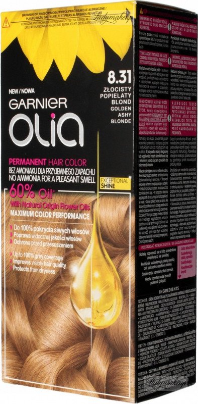 - OLIA COLOR GARNIER- - color BLONDE dye Hair GOLDEN 8.31 PERMANENT - Permanent - Golden-gray HAIR ASHY hair