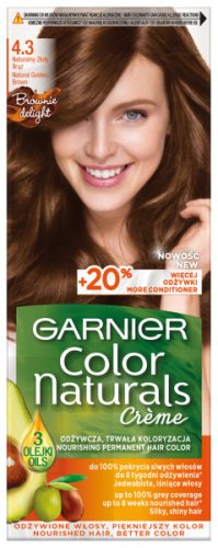 GARNIER - COLOR NATURALS Creme - Trwała, odżywcza koloryzacja do włosów - 4.3 Naturalny Złoty Brąz