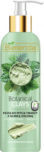 Bielenda - Botanical Clays - Vegan Face Cleansing Paste - Pasta do mycia twarzy z zieloną glinką - Cera mieszana i tłusta - 215 g